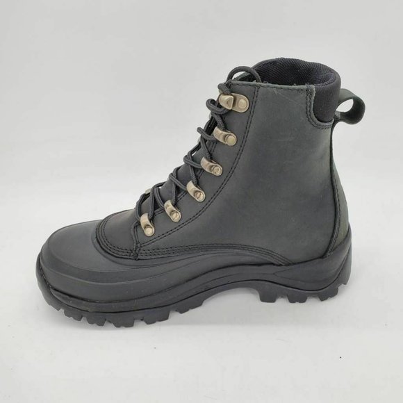 Lands End Mens Snow Winter Boots Black Leather 7 - Picture 3 of 10